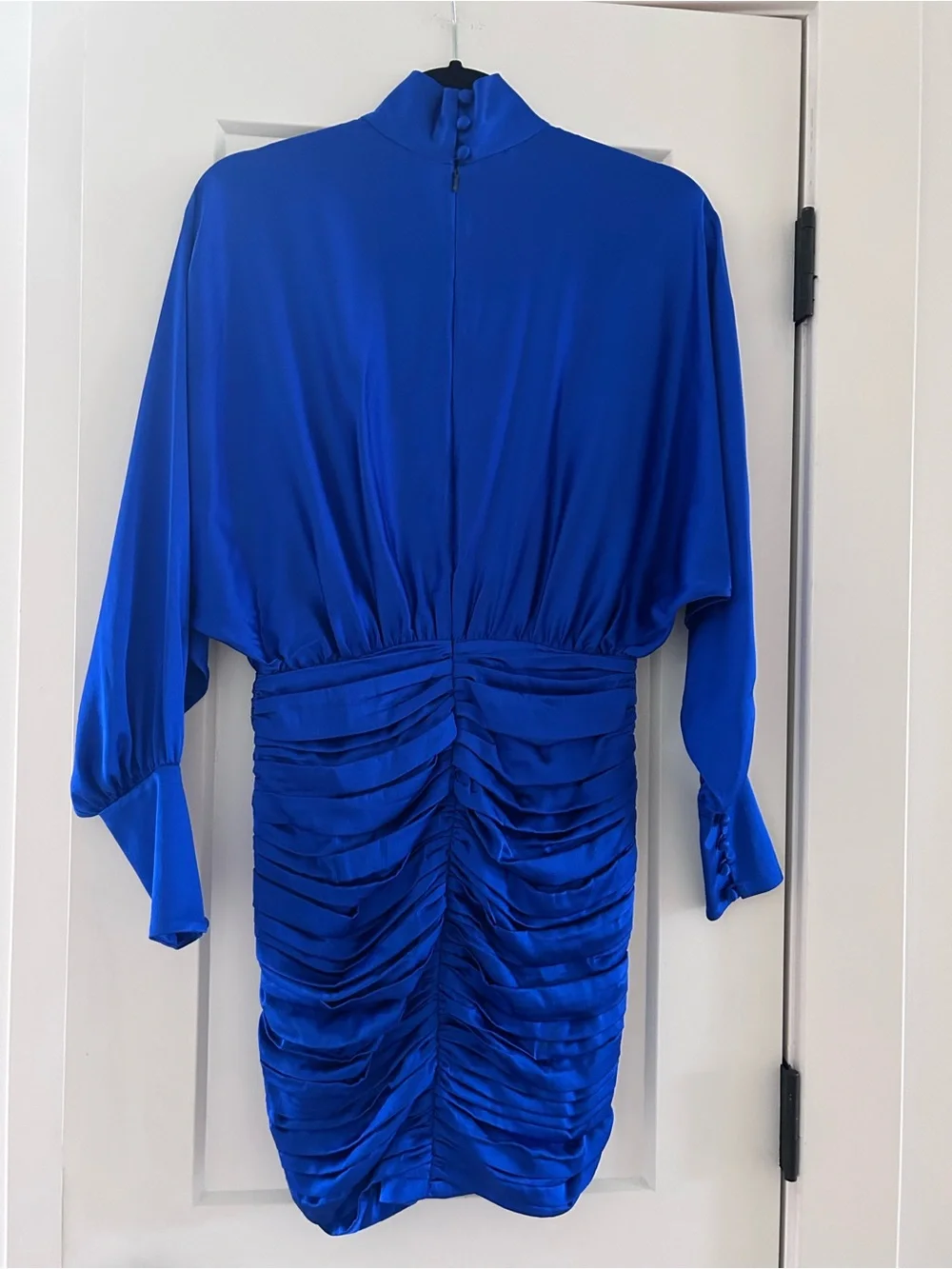 Retrofete Barbara silk mini dress in cobalt blue size small